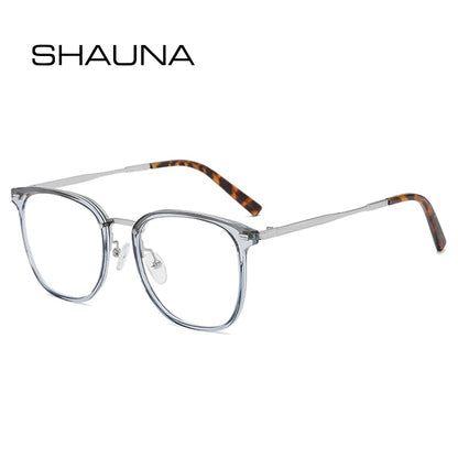 SHAUNA New TR90 Metal Women Square Glasses Frame Retro Rivets Men Clear Anti Blue Light Optical Eyewear