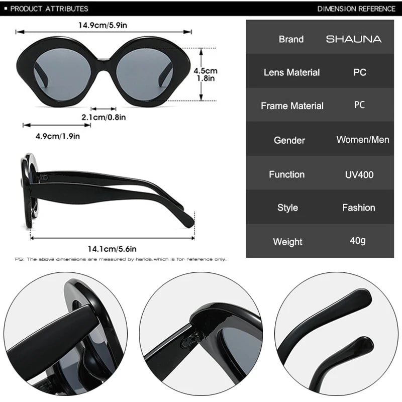 SHAUNA Fashion Irregular Cat Eye Sunglasses Women Retro Gradient  Men Trending Sun Glasses