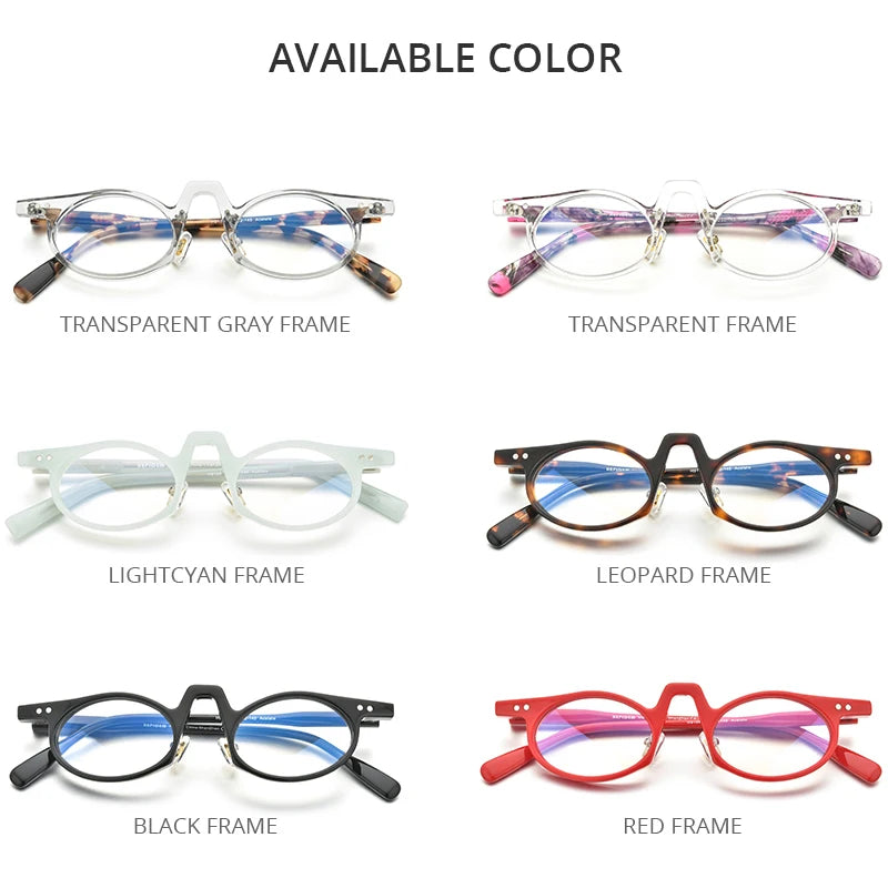 HEPIDEM Acetate Glasses Women 2022 Vintage Retro Small Oval Eyeglasses Frame Men Spectacles Eyewear 9186