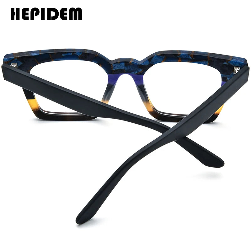 HEPIDEM Acetate Glasses Men 2024 New Women Fashion Square Eyeglasses Spectacles Eyewear H9371