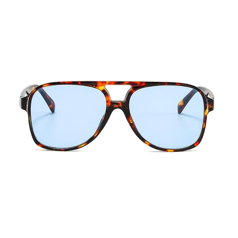 Fashion Pilot Oversized Sunglasses Woman Personality Double Bridges Sun Glasses Female Retro Leopard Orange Mirror Eyewear