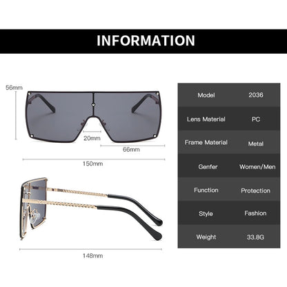 Retro Gradienten Großen Rahmen Sonnenbrille Für Frauen Mode Übergroßen Quadratischen Sonnenbrille Ein Stück Gafas Schatten Dropshipping