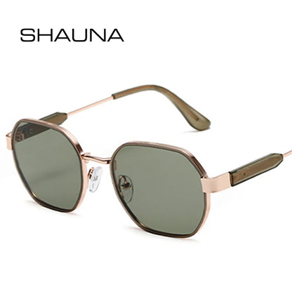 SHAUNA Retro Polygon Quadratische Sonnenbrille Damen Mode Farbverlauf Sonnenbrille UV400 Männer Trendy Dunkelgrüne Sonnenbrille