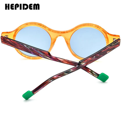 HEPIDEM Acetate Polarized Sunglasses Women Colorful Retro Trendy Design Round Sun Glasses 2024 New UV400 Men Shades H9351T