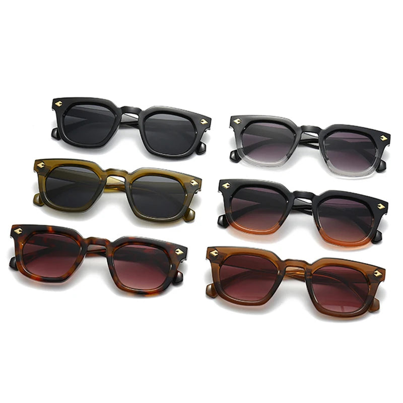 SHAUNA Ins Popular Fashion Square Rivets Women Sunglasses Gradient Men Shades UV400