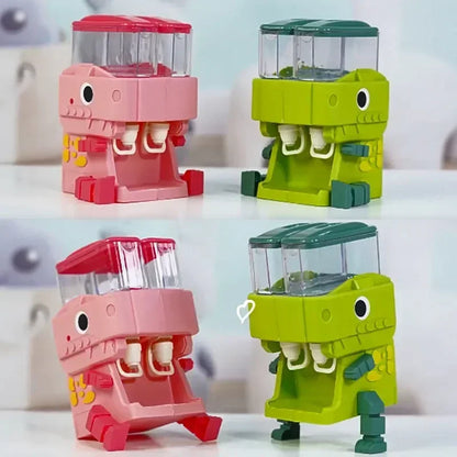 Children Dinosaur Dual Water Dispenser Toy with Cute Pink Blue Cold/Warm Water Juice Drinking Fountain Simulation Kitchen Toys