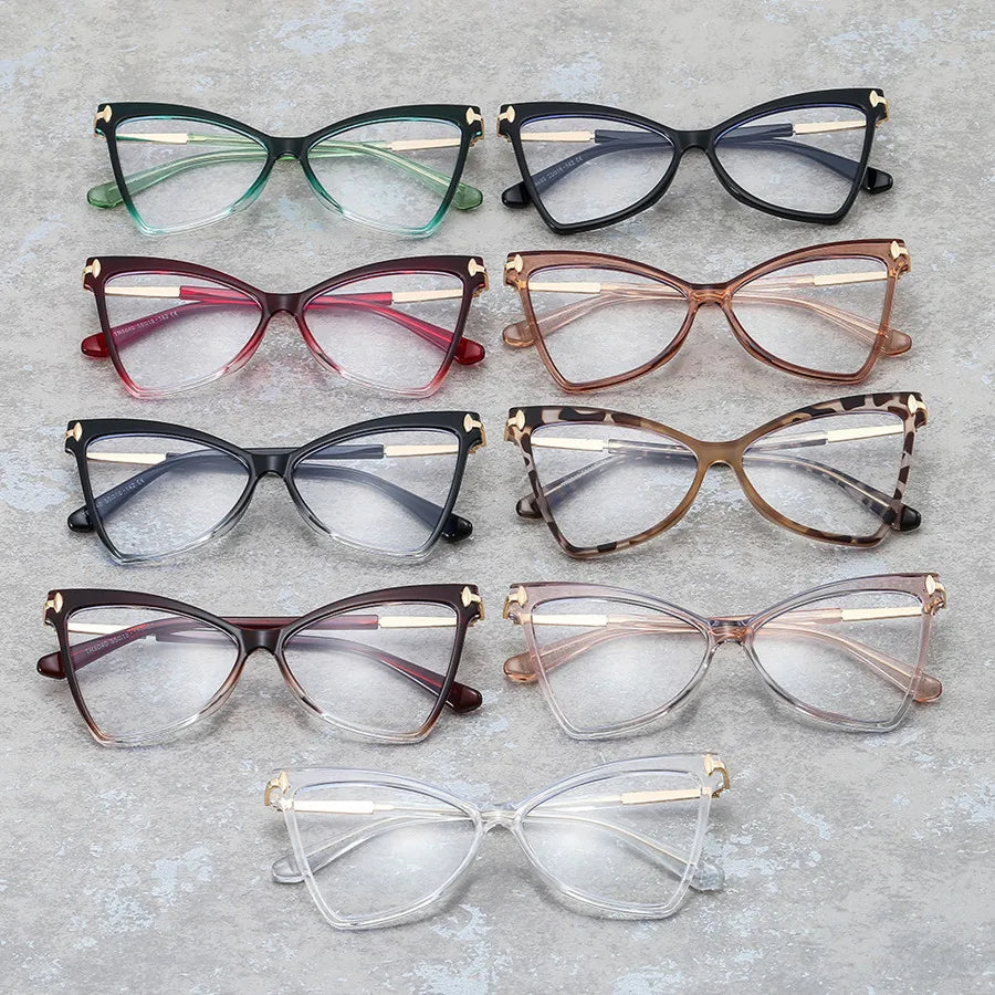 Lunettes de lecture pour ordinateur TR90 rétro transparentes pour femmes, verres anti-lumière bleue, œil de chat, design de luxe, vente en gros