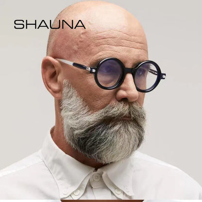 SHAUNA Fashion Double Colors Women Round Sunglasses Retro Men Anti-Blue Light Computer Glasses Frames