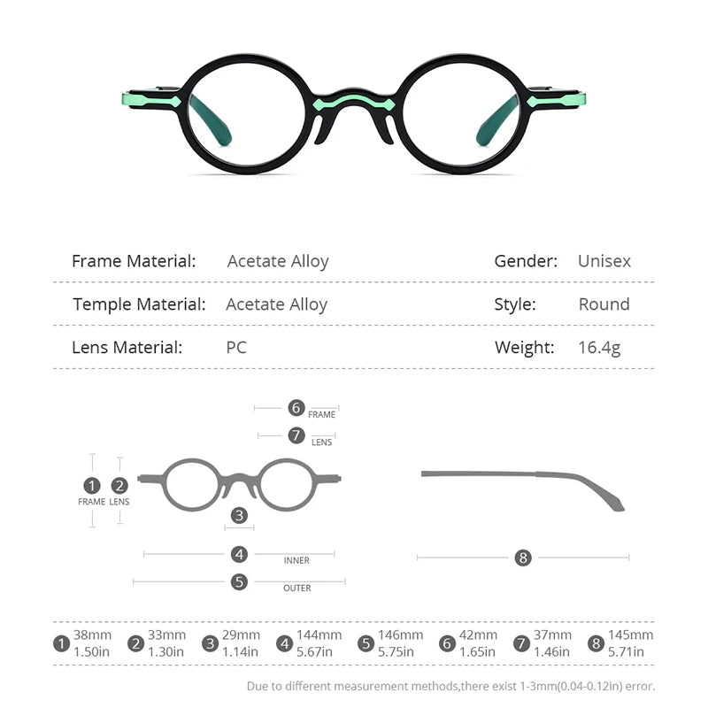 HEPIDEM Multicolor Acetate Glasses Men Retro Small Round Eyeglasses Women Frame Spectacles Eyewear 9215