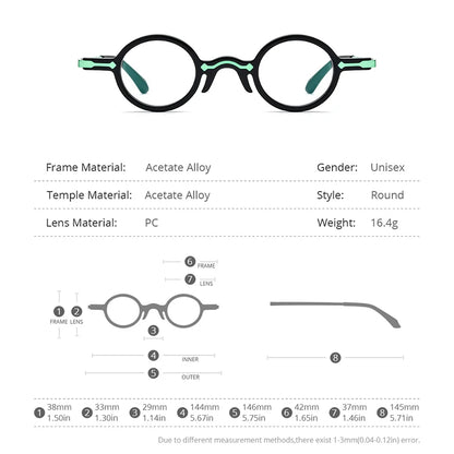 HEPIDEM Multicolor Acetate Glasses Men Retro Small Round Eyeglasses Women Frame Spectacles Eyewear 9215