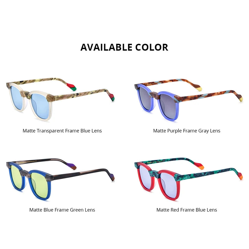 HEPIDEM Matte Acetate Multicolour Polarized Sunglasses Men UV400 Fashion Oversize Square 2023 New Sun Glasses Women Shades 9269T