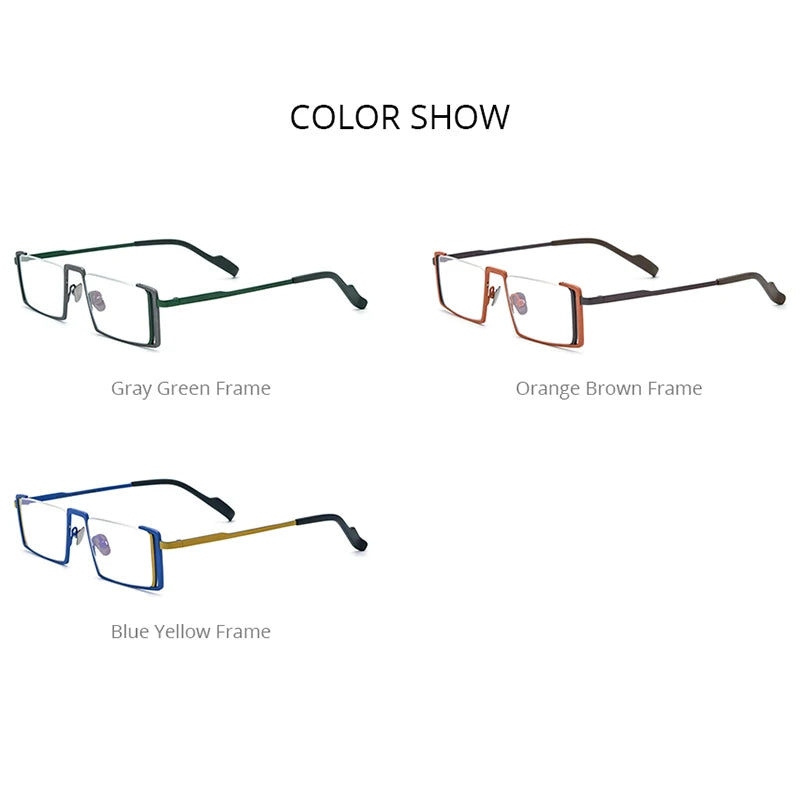 FONEX Titanium Glasses Men Retro Square Eyeglasses Men's Vintage Half Rim Eyewear F85780