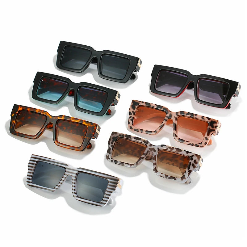 SHAUNA Retro Square Sunglasses Women Fashion Leopard Gradient Shades UV400 Men