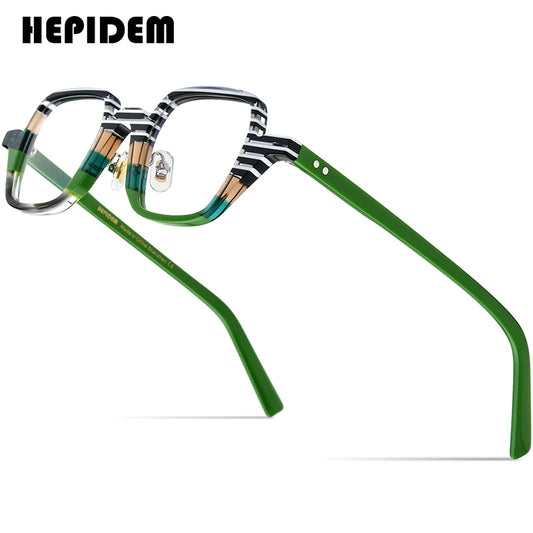 HEPIDEM Multicolor Acetate Glasses Men 2022 New Square Eyeglasses Frame Women Spectacles Eyewear 9216