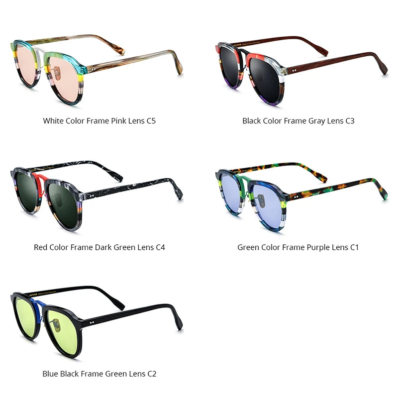 Lunettes de soleil polarisées en acétate HEPIDEM pour hommes et femmes, nouvelle collection 2024, design rétro coloré et tendance, UV400, lunettes de soleil pilote, nuances H9350T