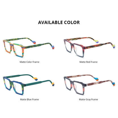 HEPIDEM Matte Colorful Acetate Glasses Men 2023 Retro Square Women Eyeglasses Spectacles Eyewear H9287