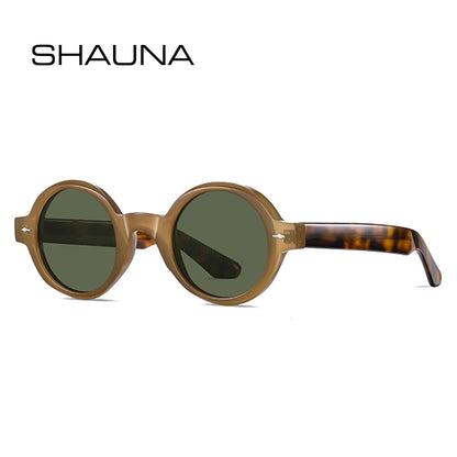 SHAUNA Retro Round Punk Men Polarized Sunglasses Fashion Clear Anti Blue Light Eyewear Women Luxury Rivets Sun Glasses UV400