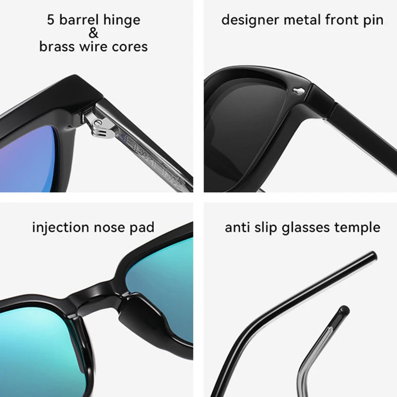 SHAUNA Mode Carré Hommes Luxe Lunettes De Soleil Polarisées Rétro Clair Anti Lumière Bleue Lunettes Femmes Punk Rivets Lunettes De Soleil UV400