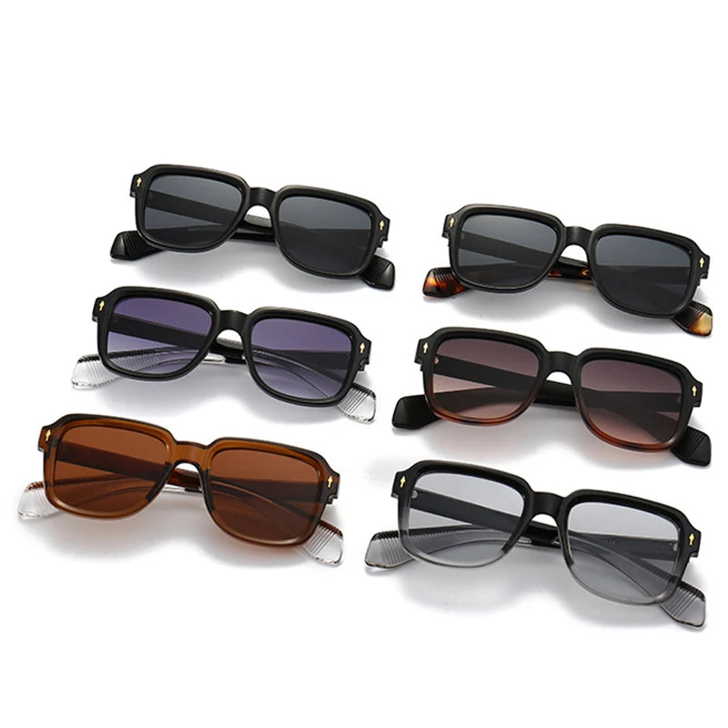 SHAUNA Fashion Sunglasses Women Square Gradient Shades UV400 Retro Rivets Men Sun Glasses