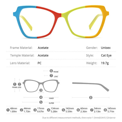 HEPIDEM Multicolor Acetate Eyeglasses Frame Women 2023 New Cat Eye Glasses Cateye Spectacles Eyewear 9276