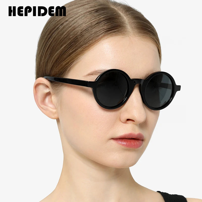 HEPIDEM Acetate Vintage Polarized Sunglasses Men Gregory Peck High Quality Clear Round Sun Glasses for Women Retro Shades ZOLMAN