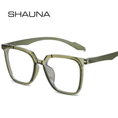 SHAUNA Fashion Square Hommes Transparent Anti-Lumière Bleue Lunettes Monture Femmes Optique Violet Rose Cadre