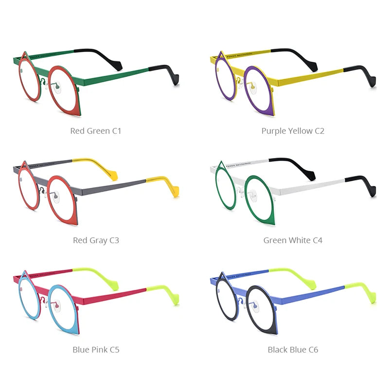 Lunettes en titane pur FONEX pour hommes, lunettes colorées irrégulières en forme de Q, nouvelles lunettes pour femmes 2024 F85801