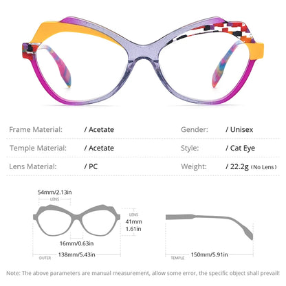 HEPIDEM Multicolor Acetate Glasses Women Cat Eye 2023 New Design Eyeglasses Trendy Spectacles Eyewear 9331