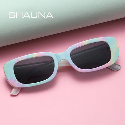 SHAUNA Vintage Small Rectangle Sunglasses Macaron Matte Sun Glasses Men Shades UV400