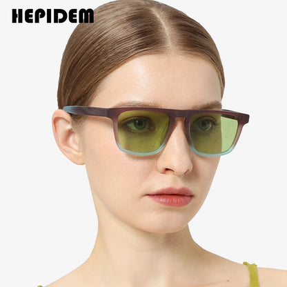 HEPIDEM Matte Acetate Polarized Sunglasses Men 2023 New Simple Retro Design UV400 Square Sun Glasses Women Shades H9283T