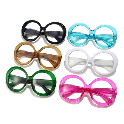 SHAUNA New Oversized Round Women Candy Color Glasses Frame Clear Anti Blue Light Eyewear Men Optical Frame