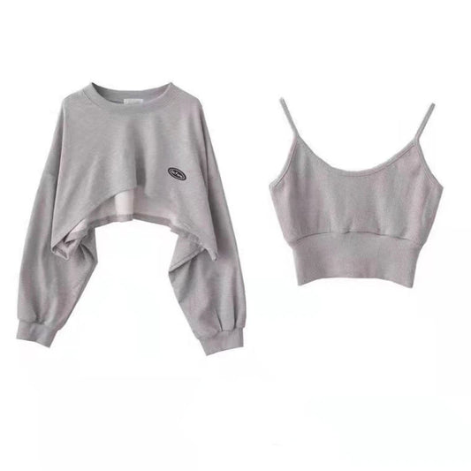 Sweat à capuche à manches longues et col rond pour femme, couleur unie, mode streetwear, pull ample