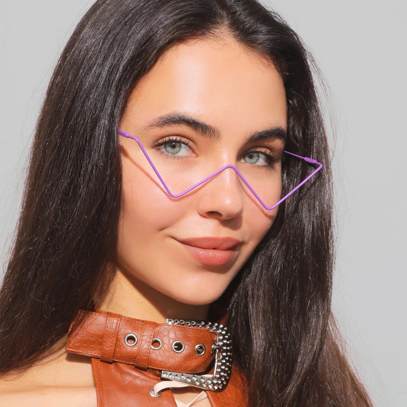 Nouvelles montures de lunettes de soleil en cristal à la mode pour femmes, petites lunettes en diamant, monture en alliage, lunettes punk à demi-monture