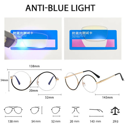 SHAUNA Retro Semi-Rimless Round Women Metal Glasses Frame Fashion Men Optical Clear Anti Blue Light Eyeglasses Frames