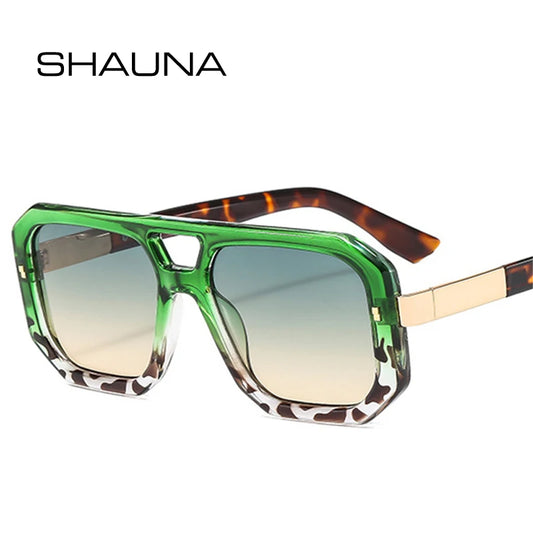 SHAUNA Doppelstege Damen Luxus Sonnenbrille Retro Markendesigner Quadratisch Klare Farbverlaufstöne UV400 Herren Nieten Sonnenbrille