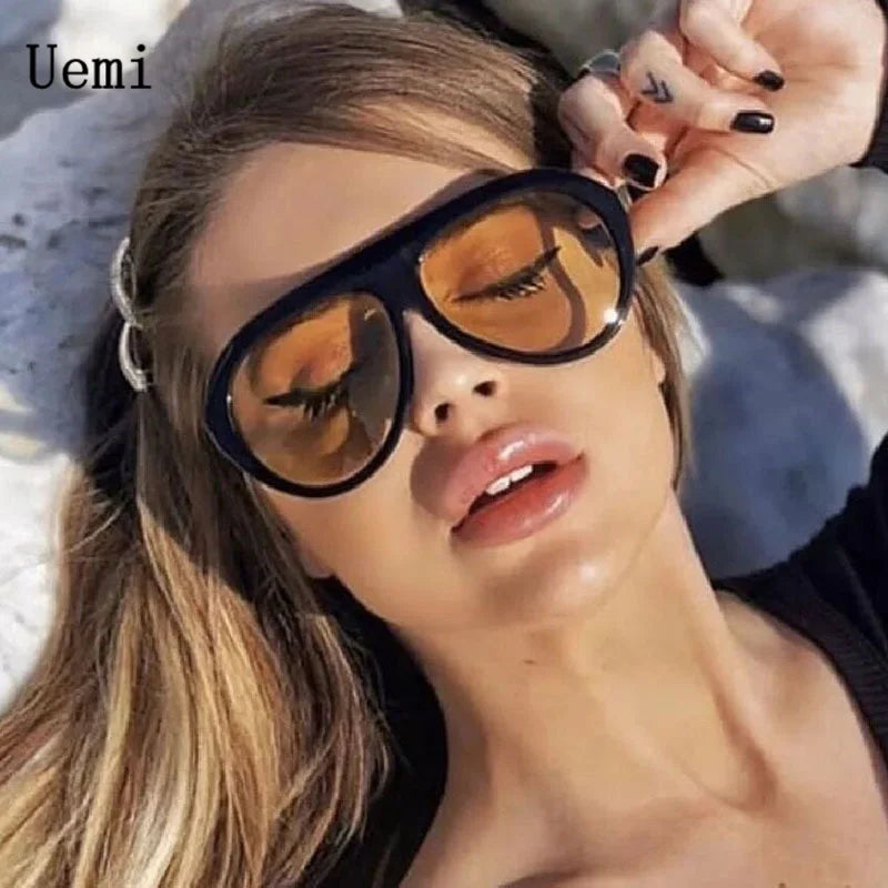 2024 New Fashion Oval Luxury Brand Sunglasses For Women Men Retro Oversized Frame Sun Glasses Trending Shades UV400 Eyeglasses