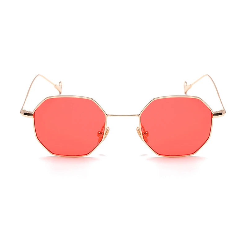 Lunettes de soleil optiques miroir à monture métallique pour femmes, classiques, hexagonales, carrées, transparentes, pour hommes, marque de mode, styliste