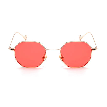 Lunettes de soleil optiques miroir à monture métallique pour femmes, classiques, hexagonales, carrées, transparentes, pour hommes, marque de mode, styliste