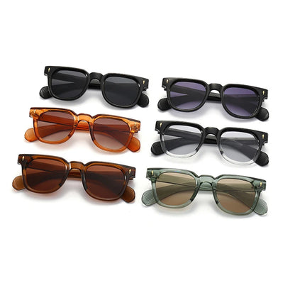 SHAUNA Retro Square Men Rivets Sunglasses Shades UV400 Fashion Women Green Sun Glasses