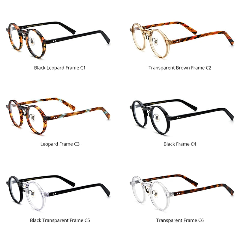 HEPIDEM Acetate Glasses Eyeglasses Men 2024 New Vintage Retro Round Frame Women Spectacles Eyewear H9194