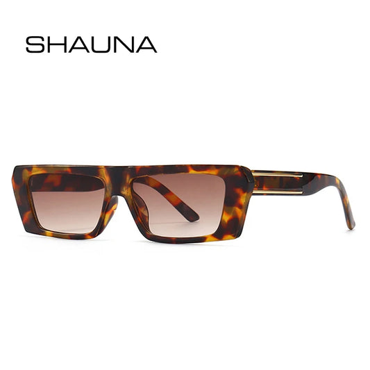 SHAUNA Retro Kleine Rechteckige Sonnenbrille Damen Mode Tee Grau Farbverlauf UV400 Männer Quadratische Gelbe Streifen Sonnenbrille