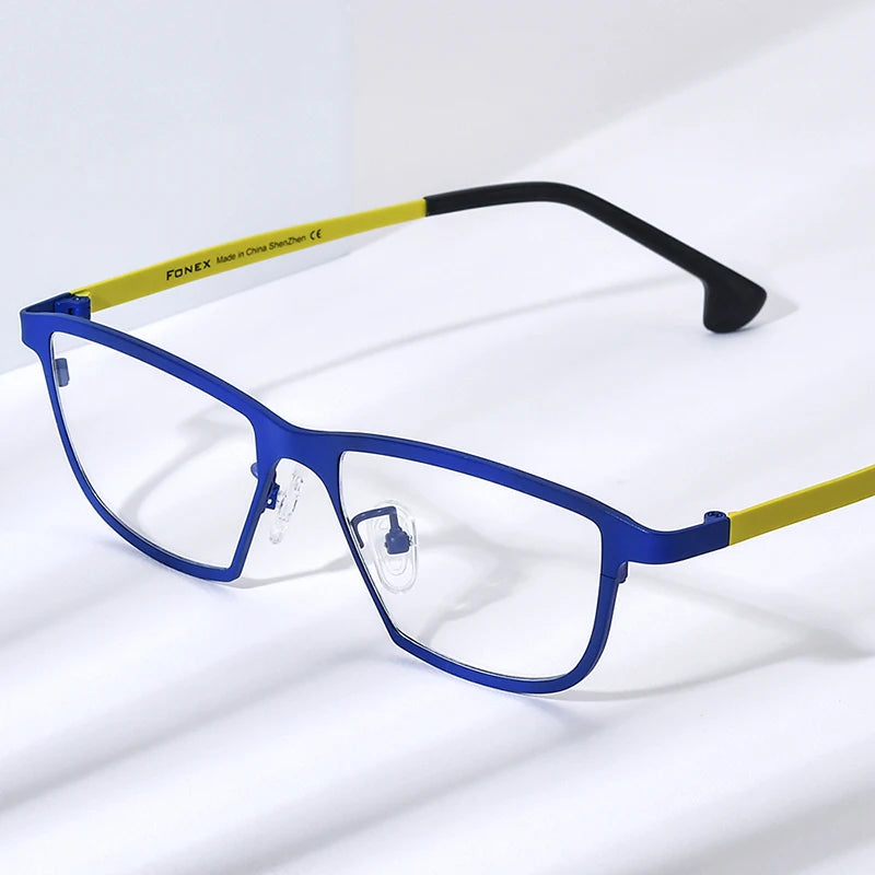 FONEX Reintitanium Brille Herren 2024 Neue Retro Polygon Brille Damen Trendy Farbe Brillen F85824