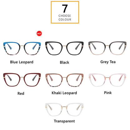 New Retro Cat Eye Women Anti Blue Light Glasses Frame Fashion Designer Thin Face Flat Mirror Clear Reading Top Quality Ins Trend