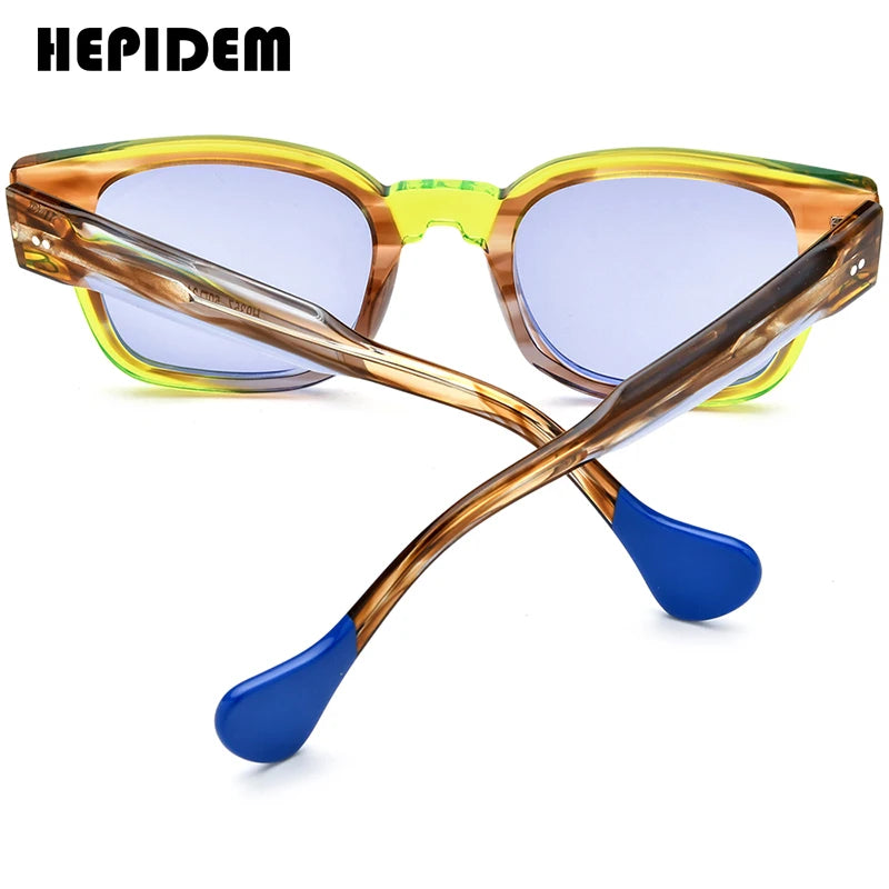 HEPIDEM Colorful Acetate Polarized Sunglasses Men 2024 New Trendy Retro Design Square Sun Glasses UV400 Women Shades H9357T