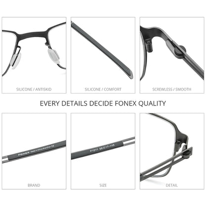 FONEX Titanium Alloy Glasses Men Square Eyeglass Frame 2021 New Korean Screwless Eyewear F1011