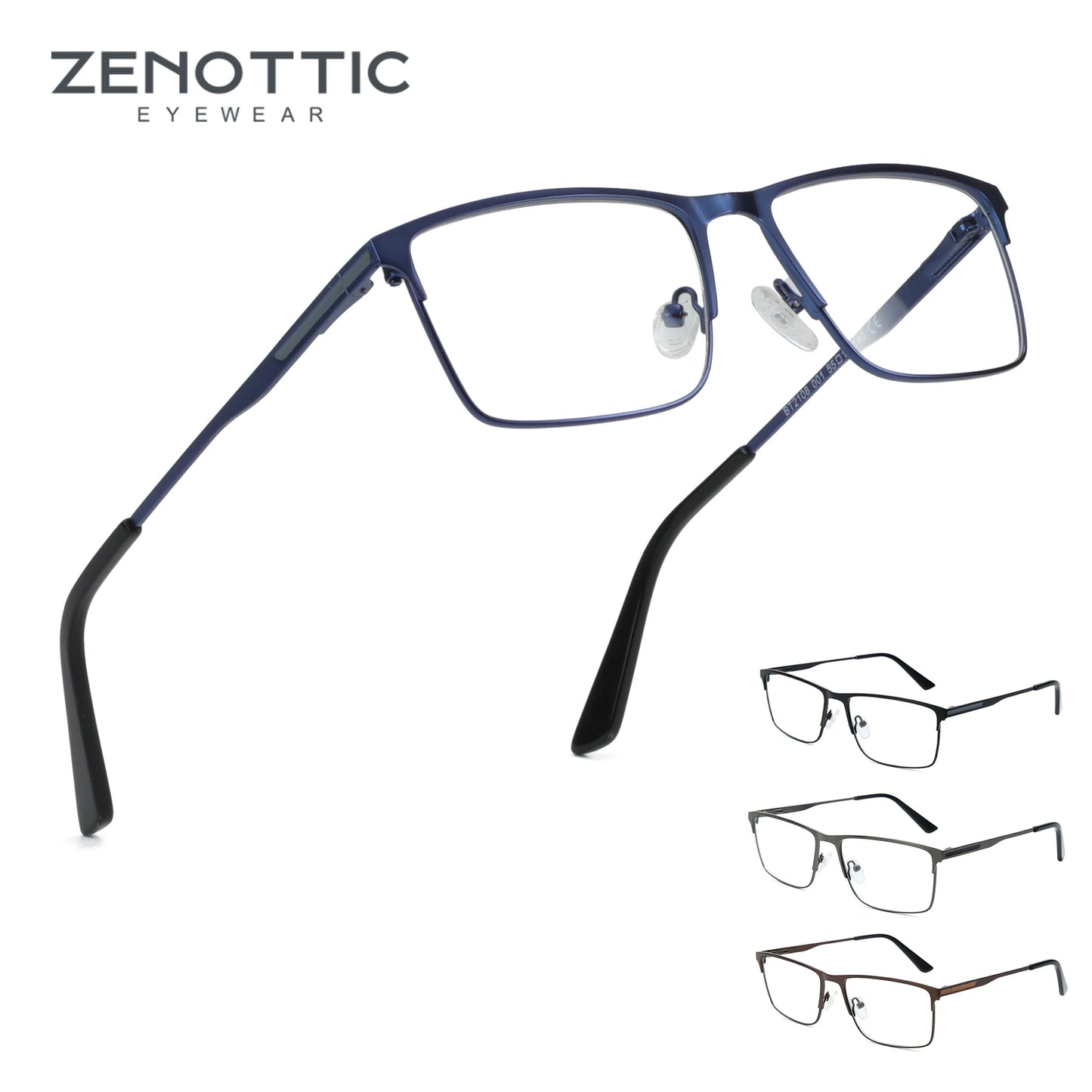 ZENOTTIC 2024 Men Titanium Alloy Optical Glasses Frame Fashion Male Square Eyewear Ultralight Metal Non-Prescription Eyeglasses