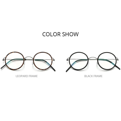 FONEX Titanium Alloy Glasses Men Round Women Eyeglass Frames Korean Screwless Eyewear 98636