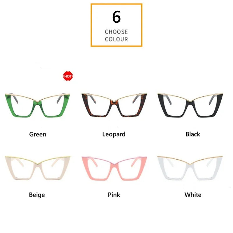 New Fashion Anti Blue Light Cat Eye Glasses For Women Vintage Female Frame Clear Lens Reading Computer Ordinary Optical Eyewear