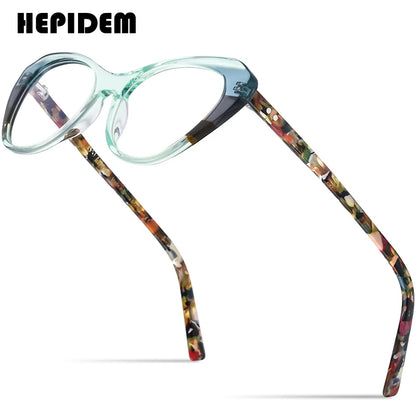 HEPIDEM Multicolor Acetate Glasses Women Designer Cat Eye Eyeglasses Ladies Cateye Spectacle Eyewear 9255