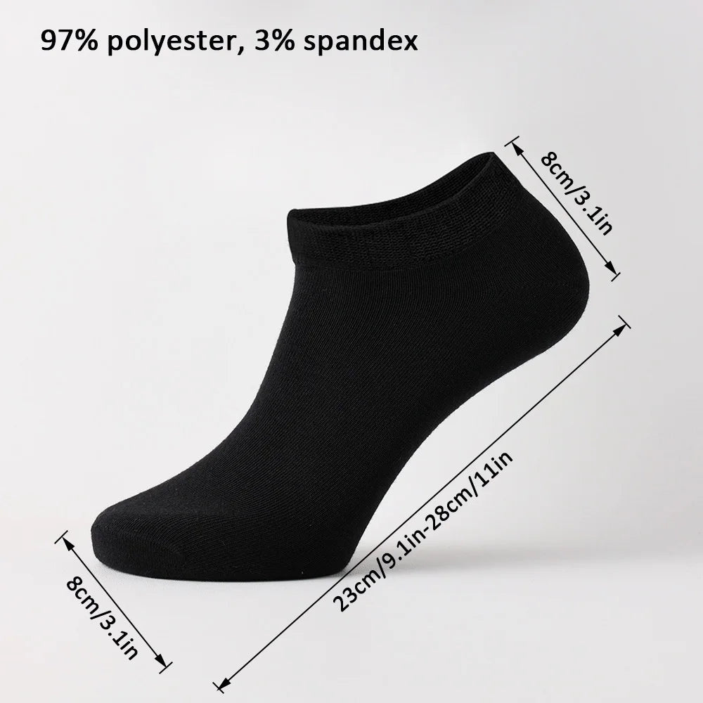 Lot de 10 paires de chaussettes bateau invisibles pour femme/homme, coupe basse, en silicone, antidérapantes, pour l'été, couleur unie, décontractées, respirantes